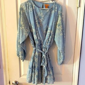 Flying Tomato Floral Blue Long Sleeve Dress